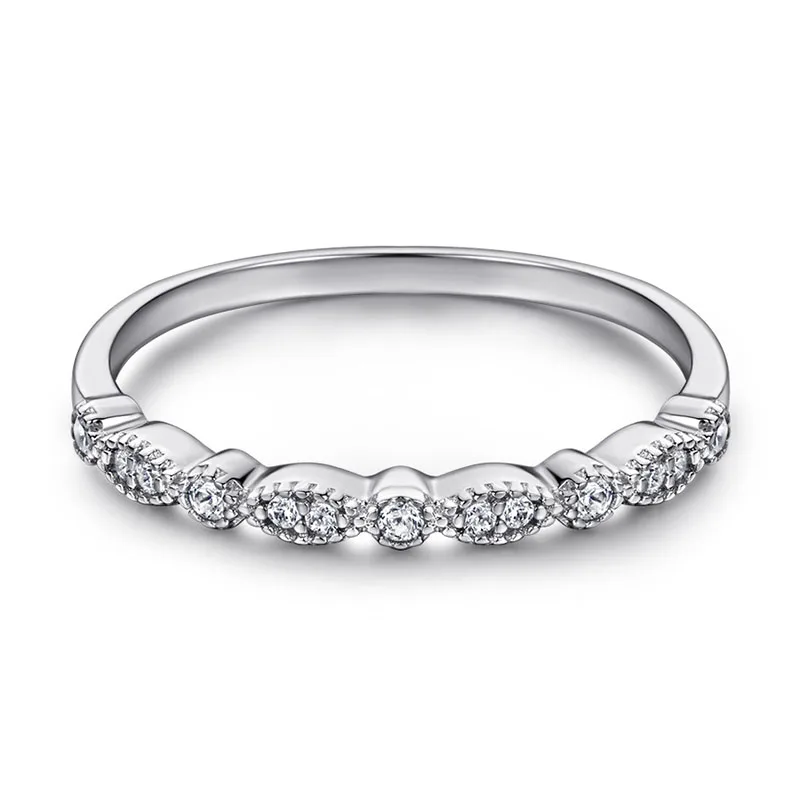 Apexelle Brand Fashion Jewelry 925 Sterling Silver Rings For Women Single Row Inlaid Zircon Ring Daily Wear Fine Jewelry