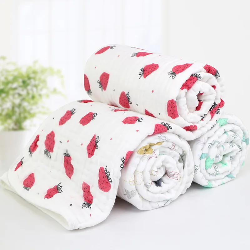 6 Layers Cotton Baby Bath Towel Muslin Cloth Kids Bathrobe Blanket Wrap Nursery Receiving Blanket for Newborn Boy Girl Swaddle