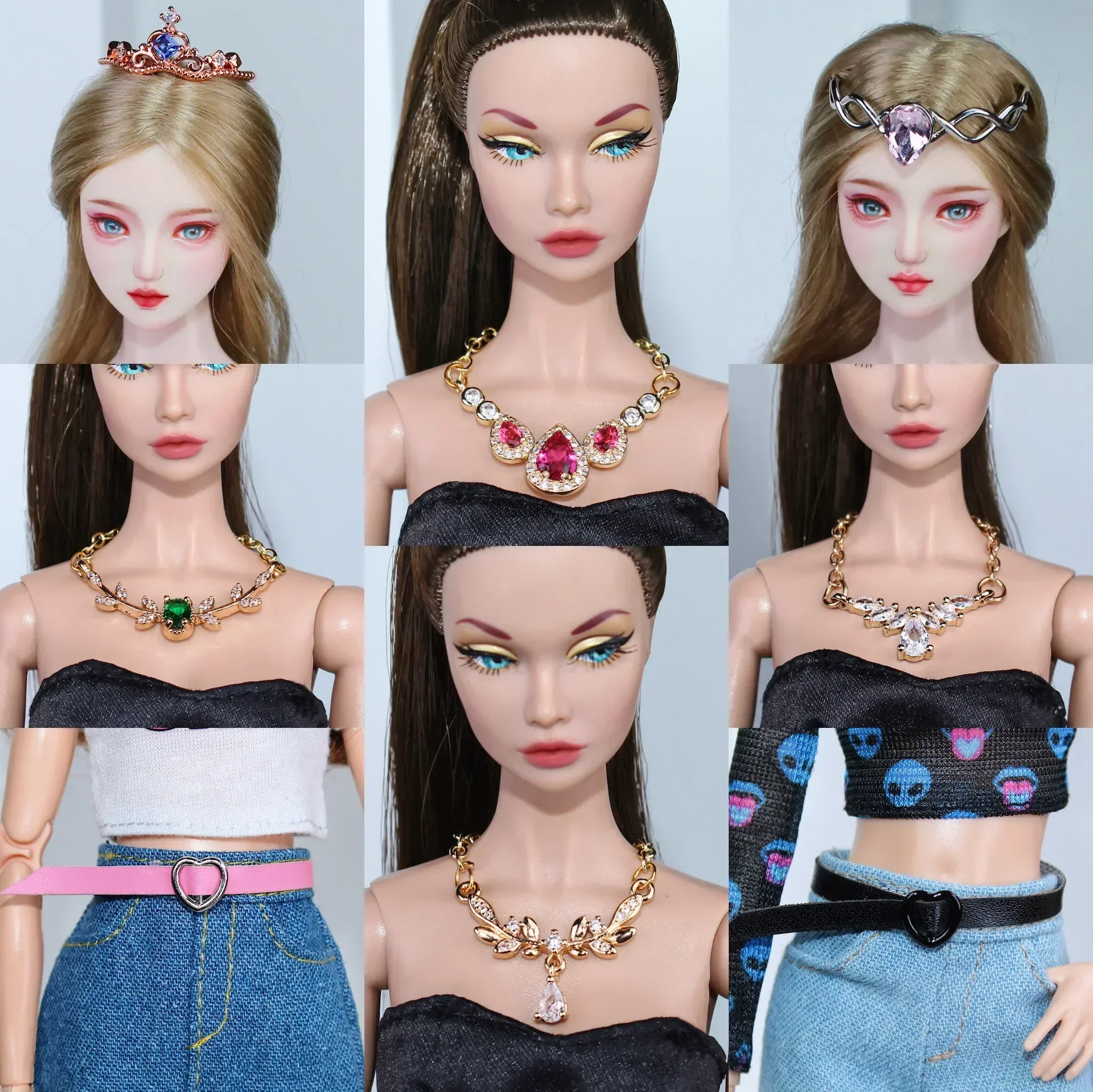 1/6 doll accessories / doll jewelry metal zircon stone necklace crown for 30cm Xinyi Fr2 blyth ST BJD BB doll