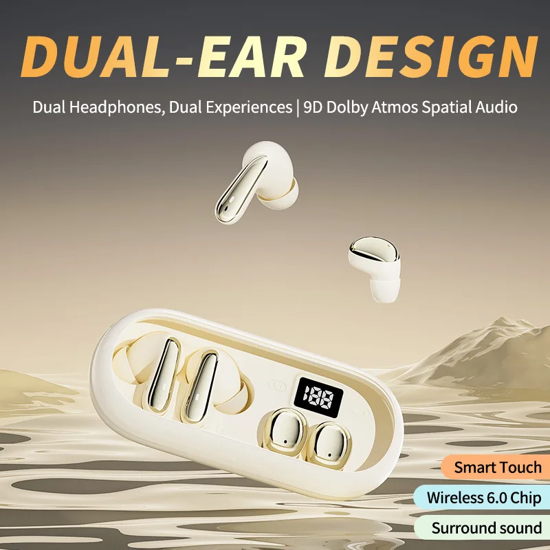 

MD35 2-in-1 Dual-Pair In-Ear Bluetooth Earbuds HiFi High-Quality Sound Long Battery Life Comfort Fit for Sleep Couples Gift