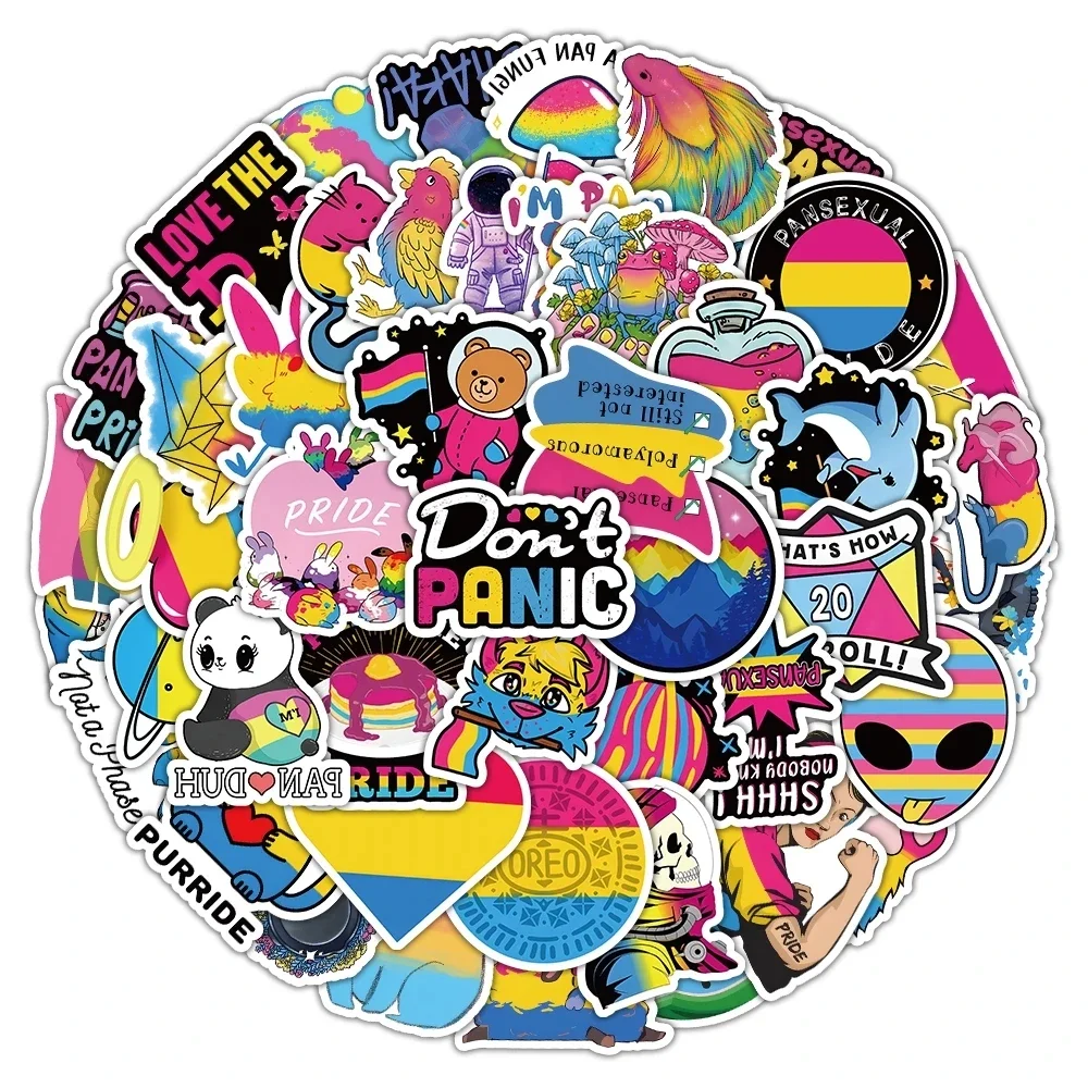 60 個パンセクシュアルプライド落書きステッカー漫画レインボー LGBT デカール装飾 DIY ラップトップギターノートブックヘルメット子供のおもちゃギフト