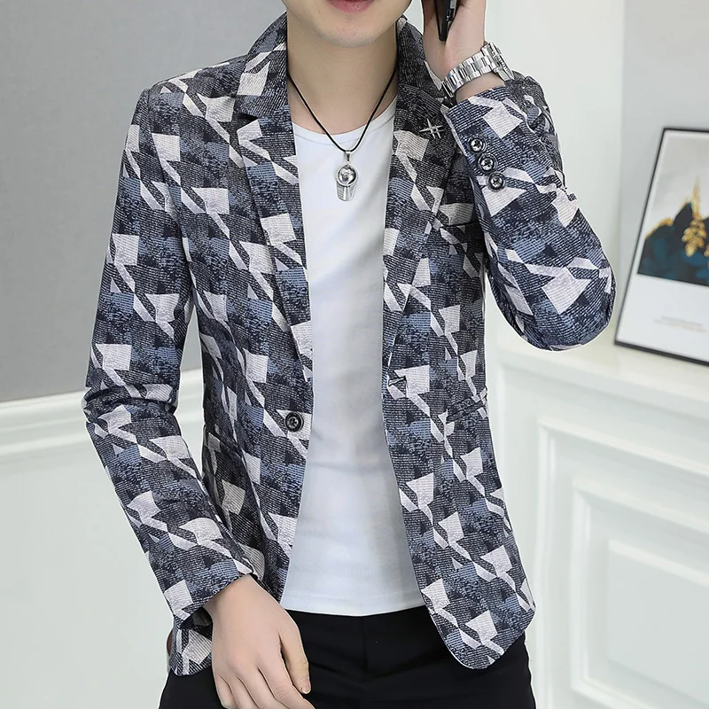 Main Product 2024 Hot New Korean Pattern Suit for Young Men Slim Casual Small Suit Formal Single West Coat Coat Men