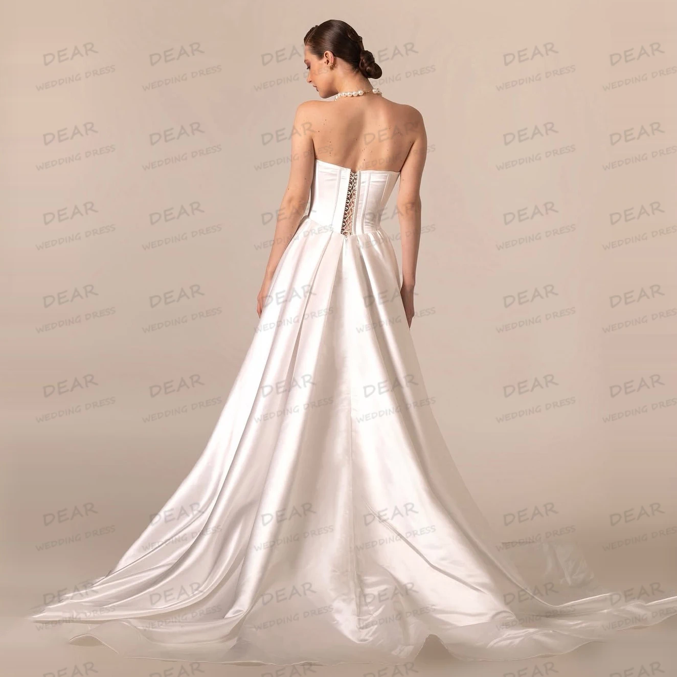 Robes De mariée simples et Sexy, col bateau, ligne A, fente latérale, sans manches, traîne De balayage, robes De mariée personnalisées