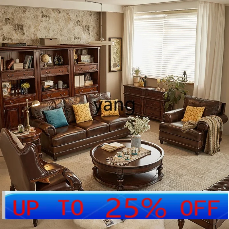

LH neoclassical gold silk teak all solid wood round coffee table 1.1 meters living room furniture