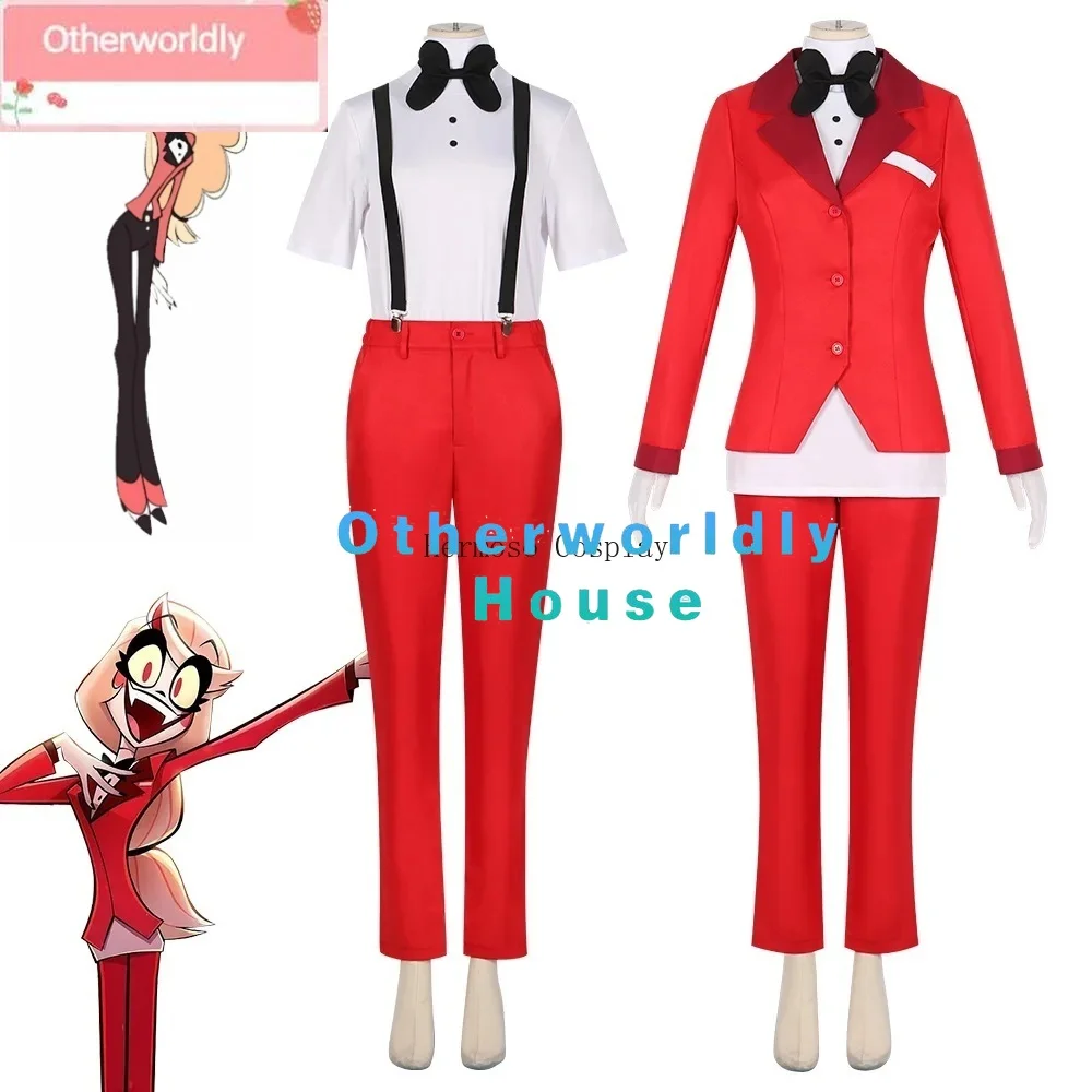 

Charlie Morningstar Cosplay Cartoon Hotel Fantasia Costume for Disguise Adult Women Uniform Wigs Outfits Halloween Carnival Suit