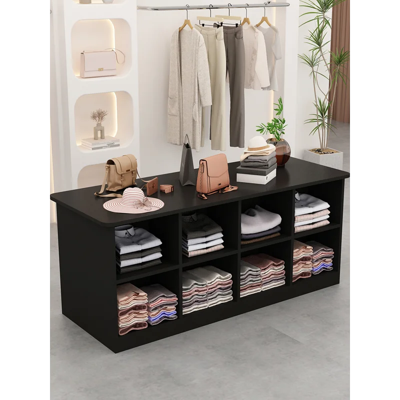 Clothing store Nakajima display cabinet double-sided Nakajima platform 6 grids 8 grids cream wind Nakajima table display table