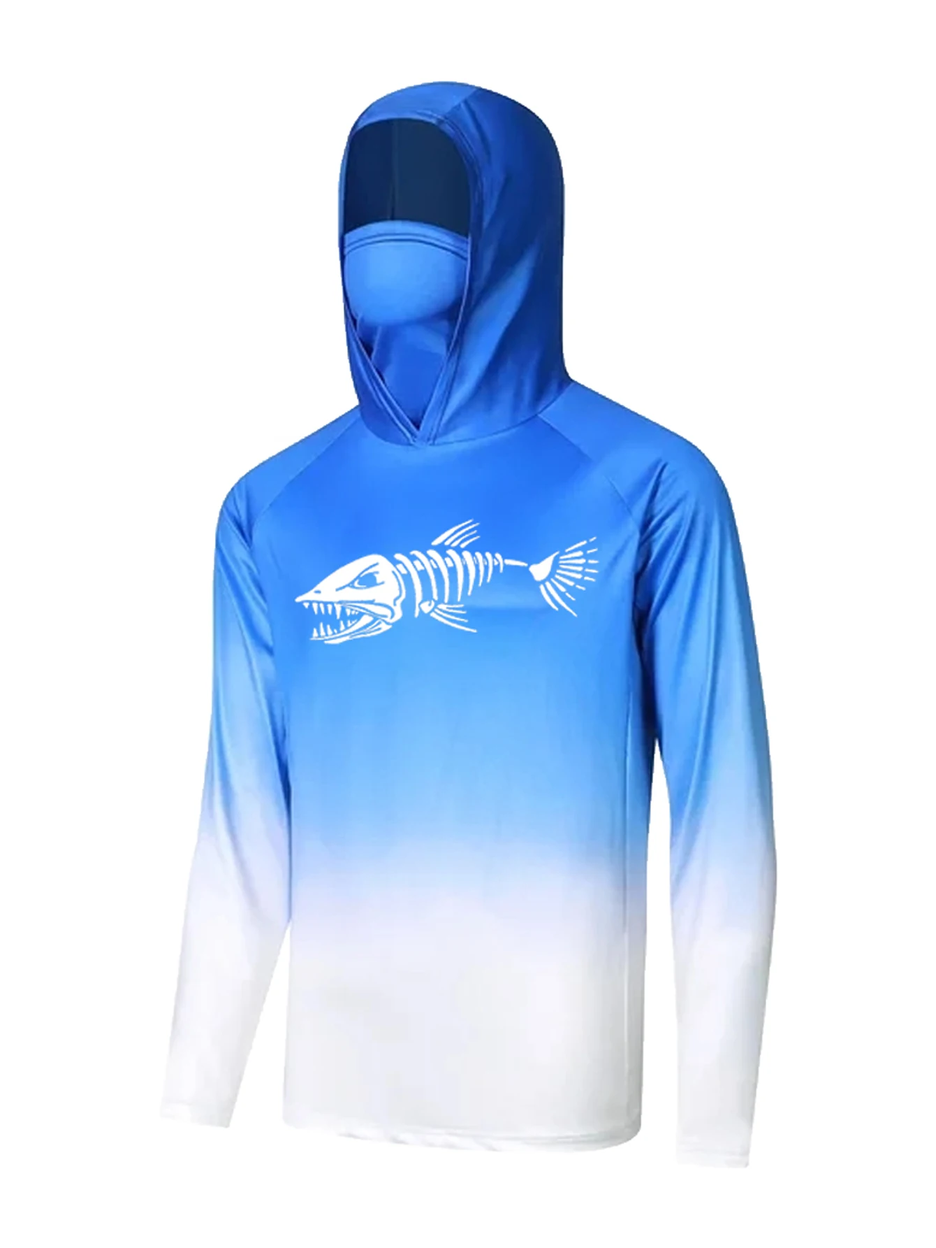 UPF 50+ Hooded Fishing Clothes Men Face Cover Hoodie Sun Protection Mask Breathable Jersey