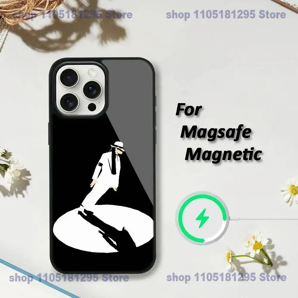 Casing Ponsel Singer M-Michael J-Jackson Untuk iPhone 17,16,15,14,13,12,11,Plus,Pro,Max,Mini Magsafe Pengisian Daya Nirkabel Magnetik