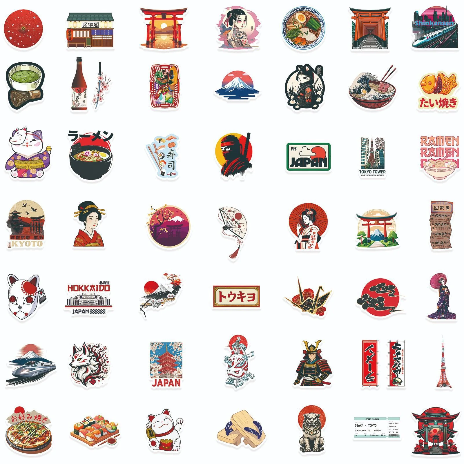 50 Stück NEUE japanische Reisekultur-Aufkleber für Handy, Laptop, Scrapbook, Skateboard, Gitarre, DIY, Graffiti, ästhetische Aufkleber – Detail 5