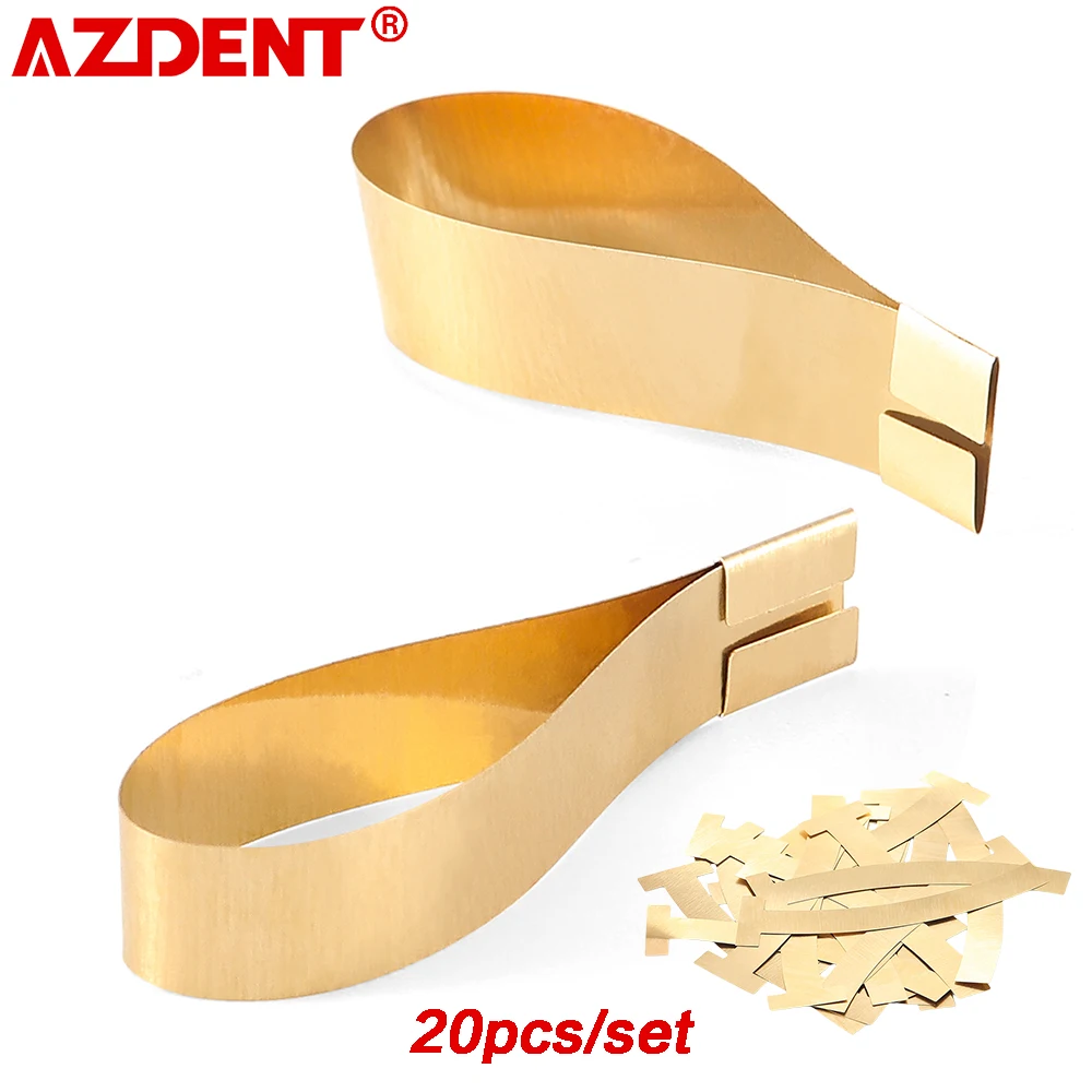 

20pcs/Pack AZDENT Dental T Shape Matrix Bands T-Band Metal Matrices Bands Curved Straight Brass Steel Refill Forming Sheet