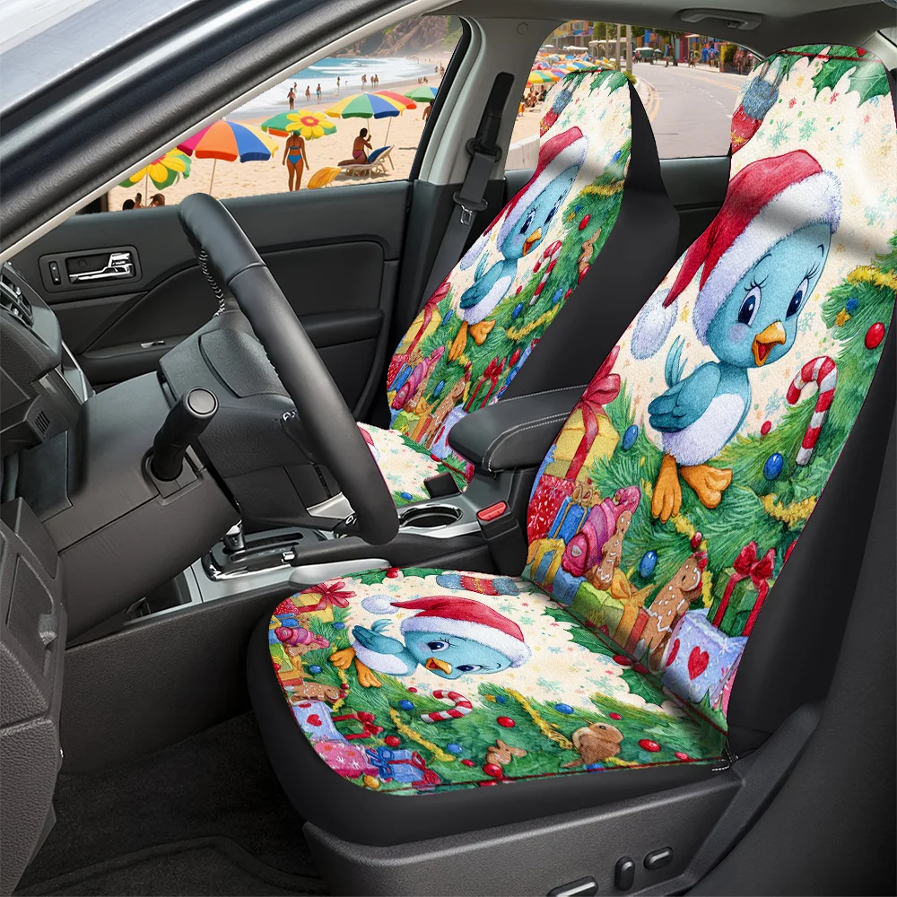 2-5 Seat Set Car Seat Covers, Premium Covers Featuring Festive Christmas Birds, Perfect Fit For Truck SUV Off-road Cars, Hallow