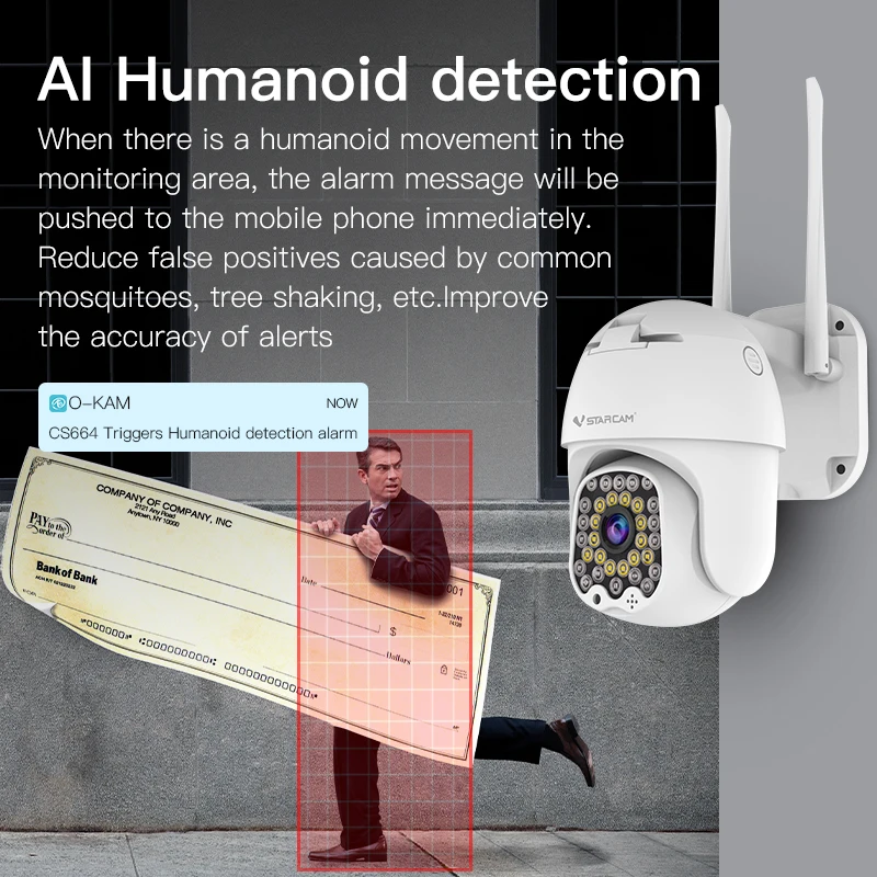 Vstarcam CS664 2MP 1080P Full Color Wifi Câmera IP AI Detecção humanóide Som e luz Alarme Segurança CCTV Monitor de bebê