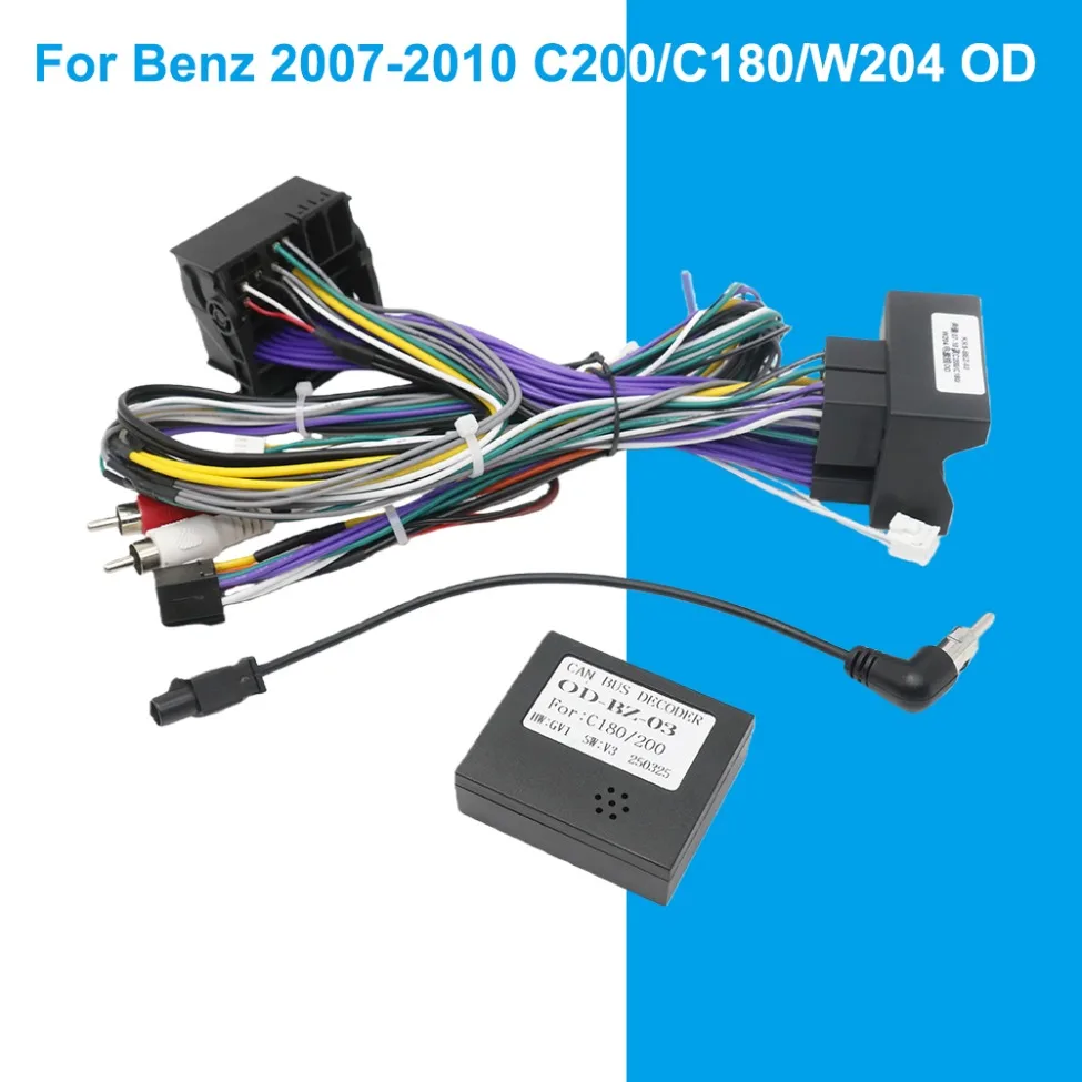For Mercedes Benz C-Class W204 S204 C180 C200 2007-2011 Canbus Box OD-BZ-03 Android 2 Din 16 PIN Wiring Harness Power Cable