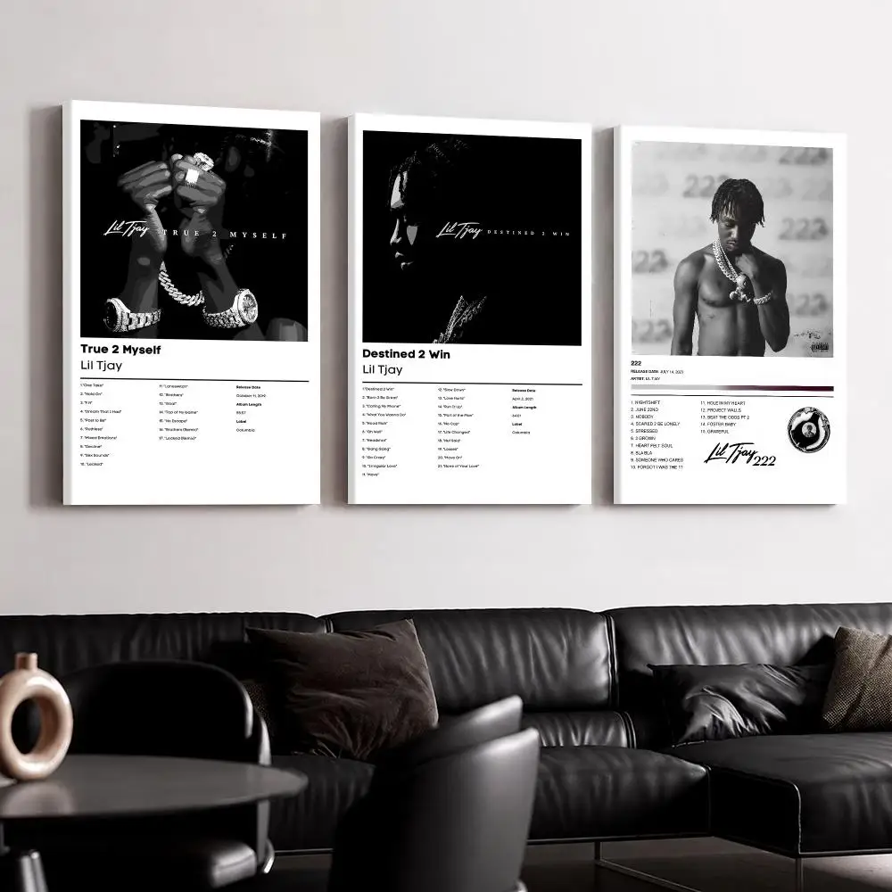 Rap Music Album L-Lil T-Tjay Framed Wall Painting Canvas Poster Ready to Hang Wall Art for Bedroom Living Room Home Decor Gift