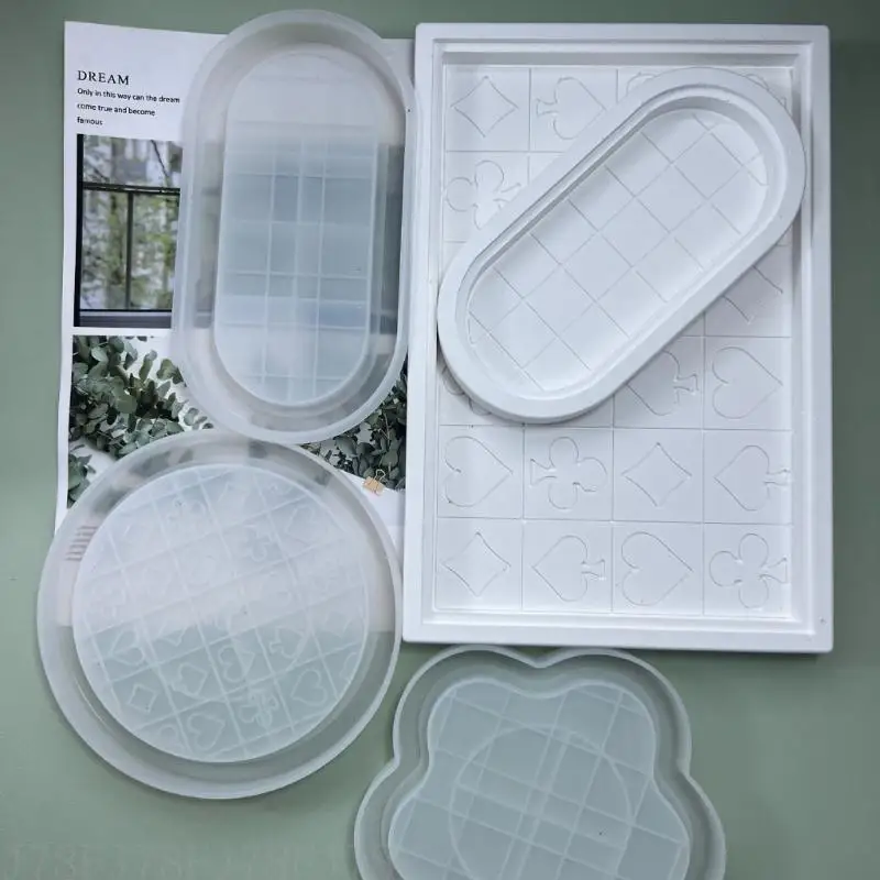 

J78F Silicone Tray Molds for Resin Oval Resin Molds for DIY Jewelry Rings Holder Decorative Tray Resin Mold Storage Box Molds