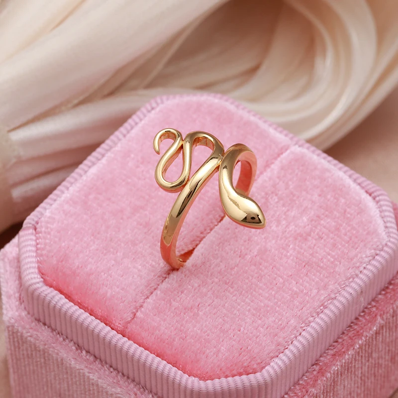 SYOUJYO Gothic Snake Ring With 585 Rose Gold Color Simple Glossy Fashion Punk Finger Rings Heavy Metal Rock Style Animal Jewelry