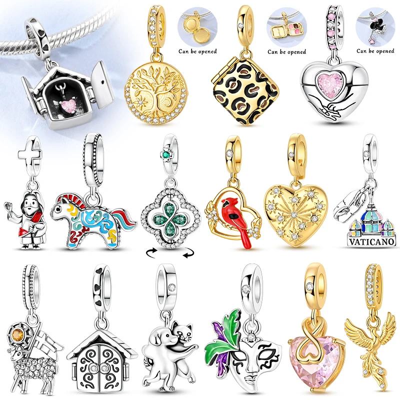 925 Sterling Silver Charms Clover Lamb Mask Eyeshadow Palette Pendant Beads For Woman Fit Bracelet Diy Jewelry