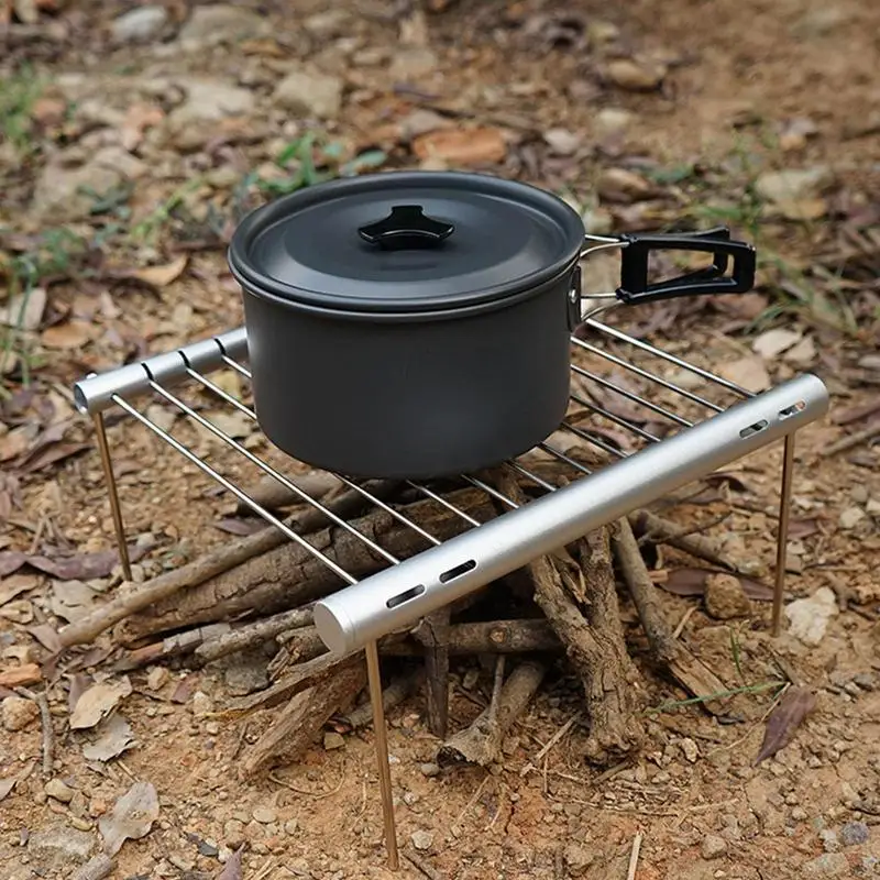 Parrilla portátil para barbacoa, soporte de acero inoxidable desmontable, accesorios para pesca al aire libre y Camping