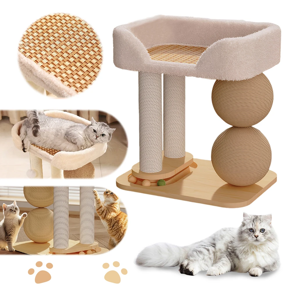 

Integrated Sisal Bed with Sisal Ball Cats Scratch Pillar Breathable Cooling Mat Cat Bed Pet Supplies Climbing Frame
