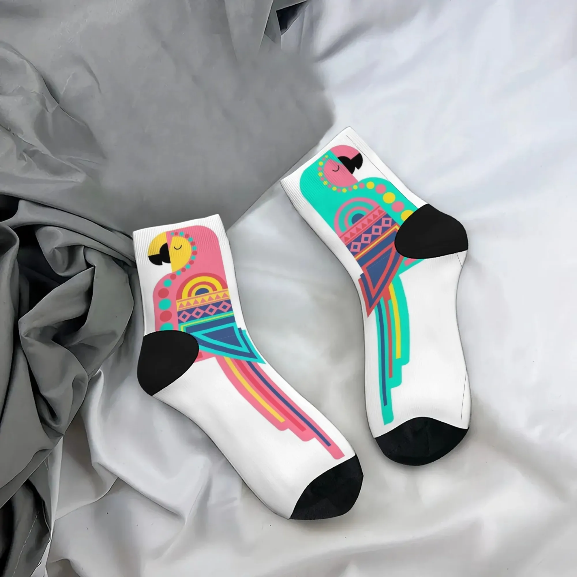 شخصية الطيور الحمراء والخضراء الرجال الجوارب القصيرة الجدة مضحك مجنون ضغط الجوارب لينة مريحة عارضة الهيب هوب