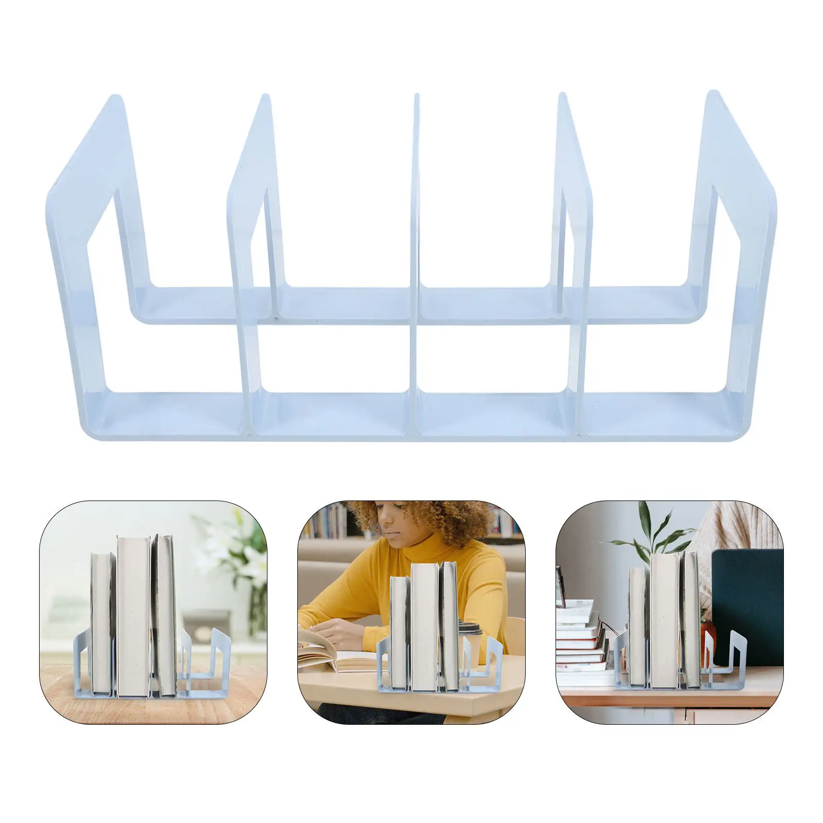 

Magazine Rack Storage Book Holder Large Capacity Desktop Organizer No Assembly File Divider Stable Bookends for Heavy Books