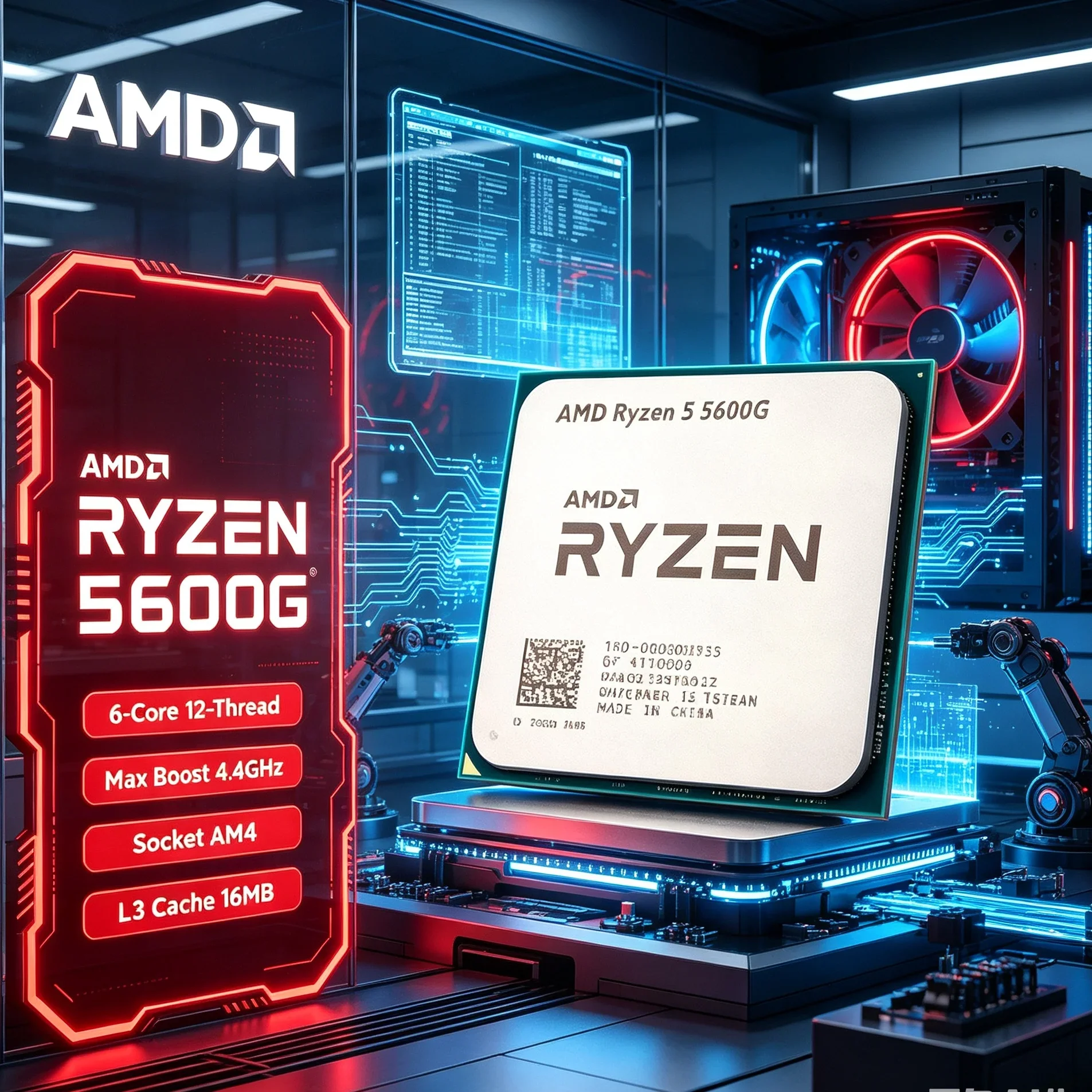 Streaming Media Processor AMD Ryzen 5 5600G Integrated Graphics 4.4GHz Boost AM4 CPU