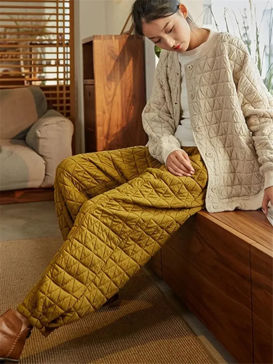 Thicken Warm Quilted Cotton Bloomers Pants Casual Winter Womens Pantalones High Waist 5xl Harem Joggers