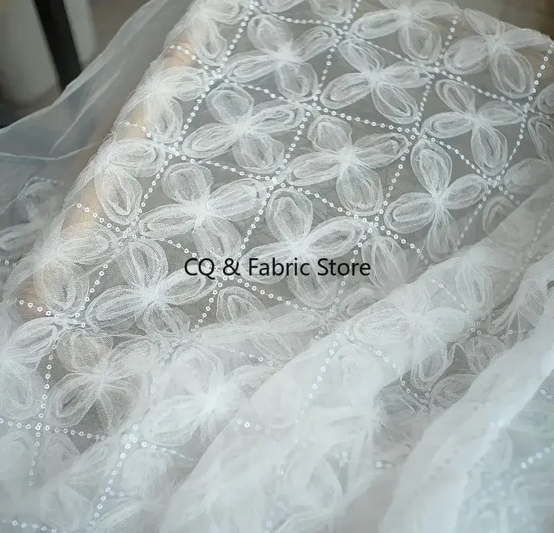 ثلاثي الأبعاد زهرة بيضاء مطرزة أقمشة الدانتيل DIY بها بنفسك الملابس فستان الزفاف الديكور الخياطة الملحقات #2