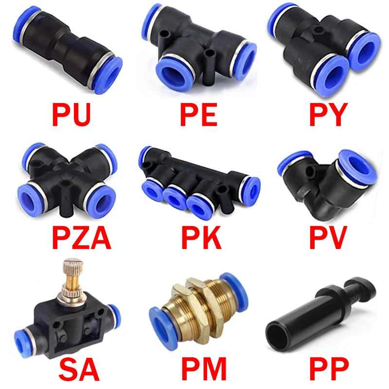 

20/50/100PCS Pneumatic Fitting Pipe Air Connector Tube Quick Release Fitting Push In Hose Plastic 4/6/8/10/12mm PU PY Connectors