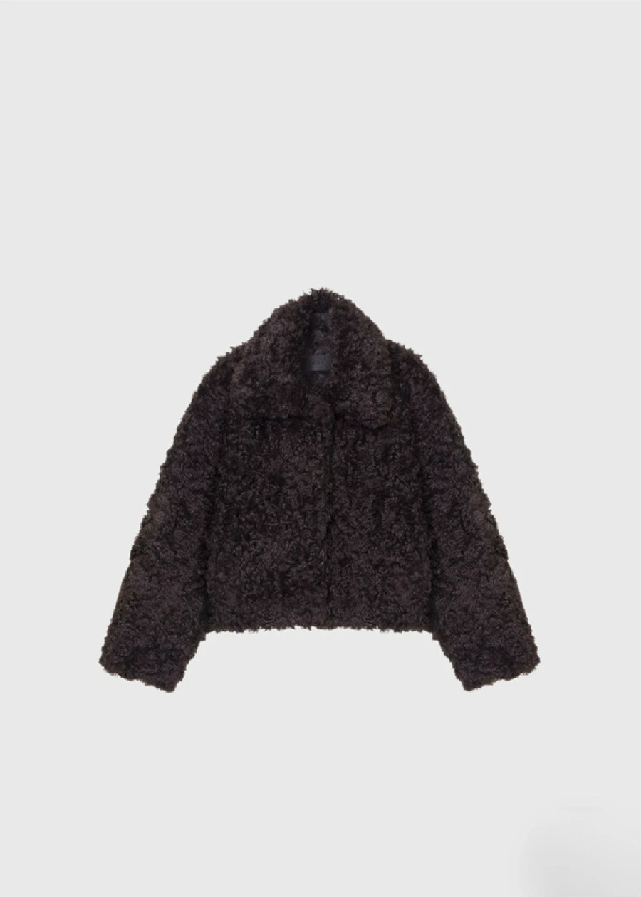 PREON ort Collar Furry Jaet Premium Quali Herbst Winter Damen Faion Loose Fit Polyesterfaser Oberbekleidung