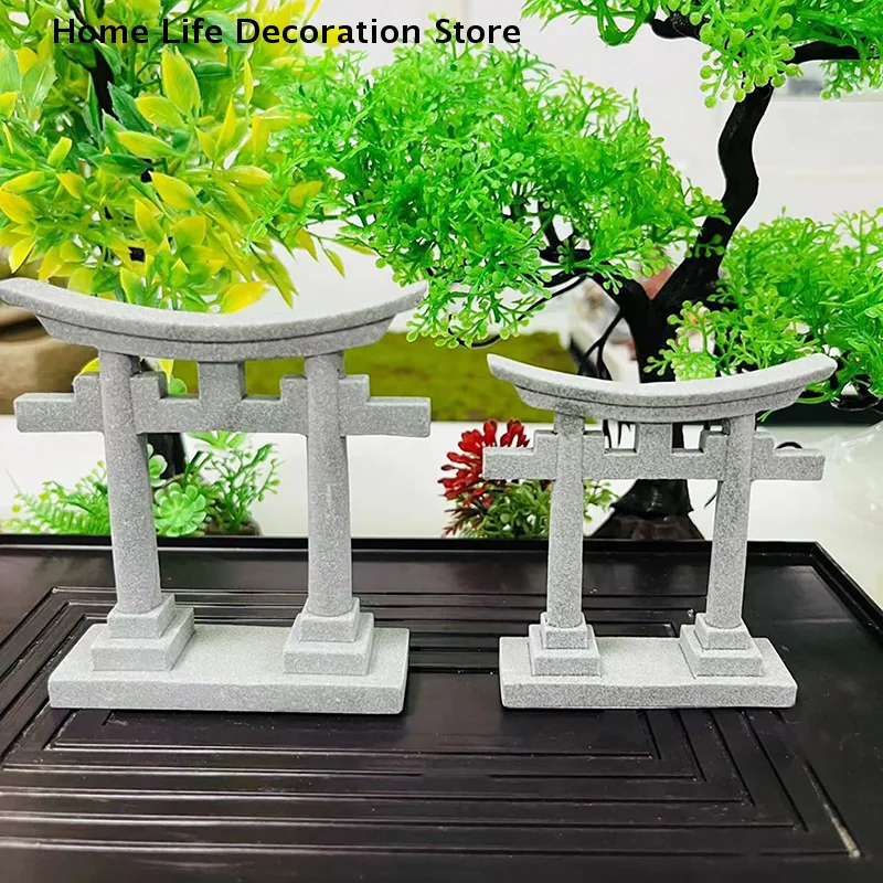 Torii Gate Japanese Aquarium Decor Miniature Ornament Garden Simulation Shrine Shinto Fish Tank Landscape Sandstone Micro Decor