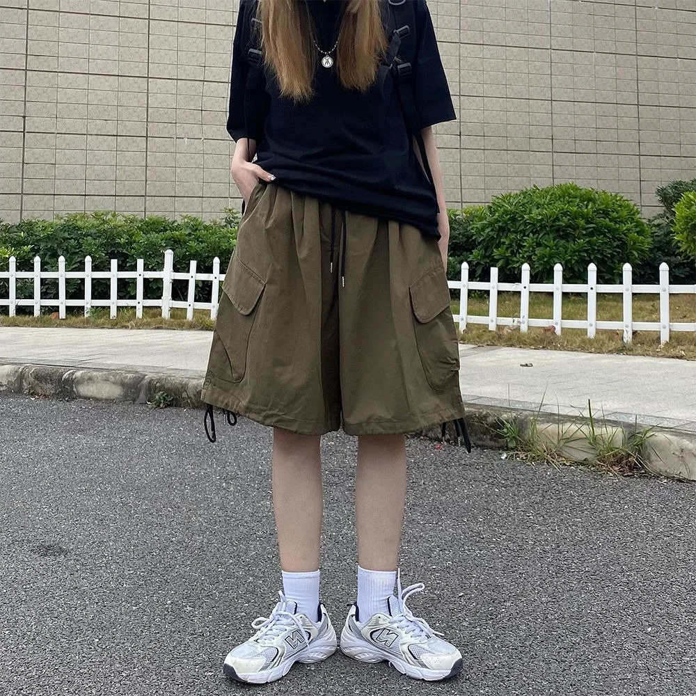 

Шорты женские больших размеров с высокой талией, свободные, повседневные, в корейском стиле, летние, модные, для полных женщин (до 135 кг), бриджи до колена