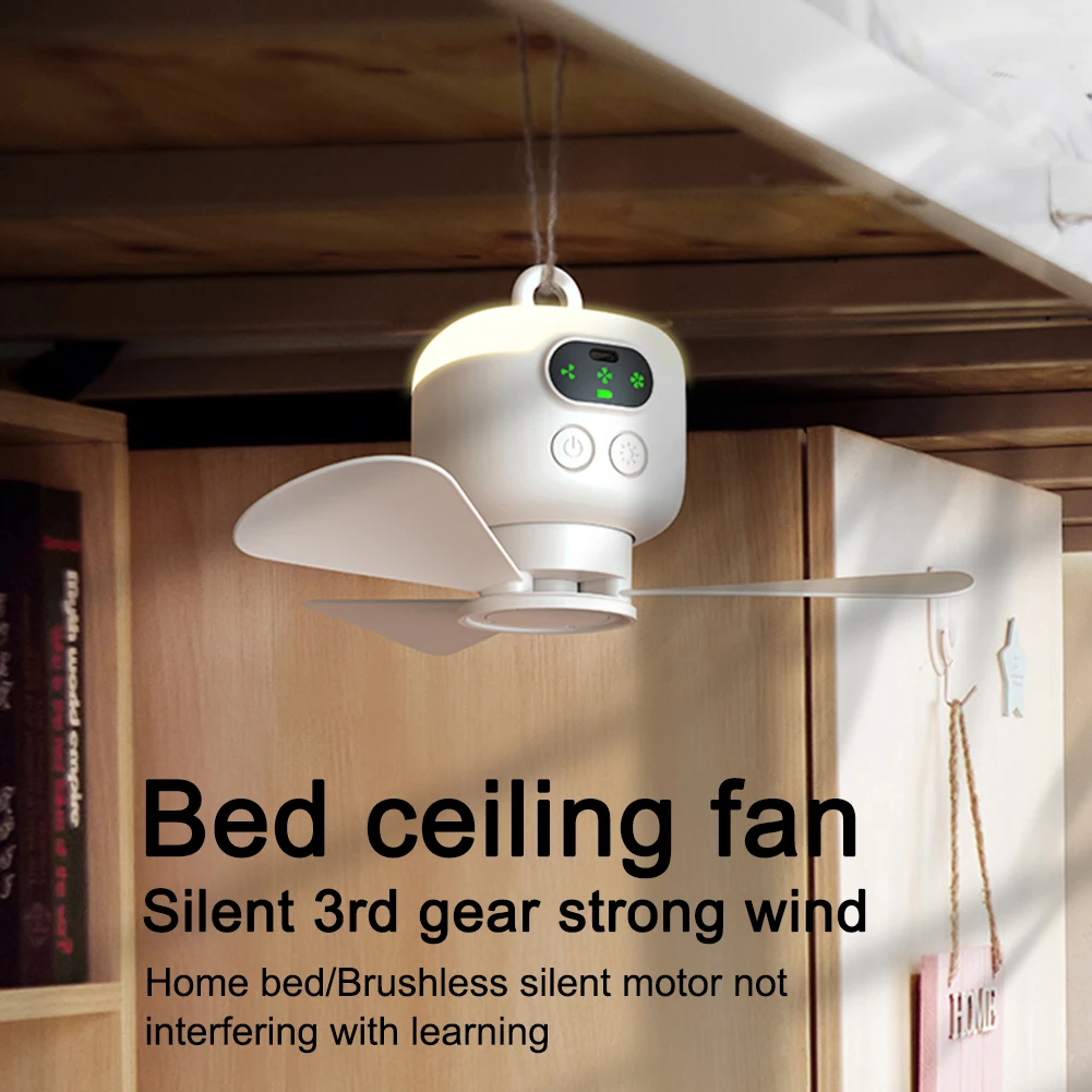 

Camping Fan Battery Operated Ceiling Fan with Light with Remote Control USB Rechargeable Fan 3 Wind Speed for Canopy Tent