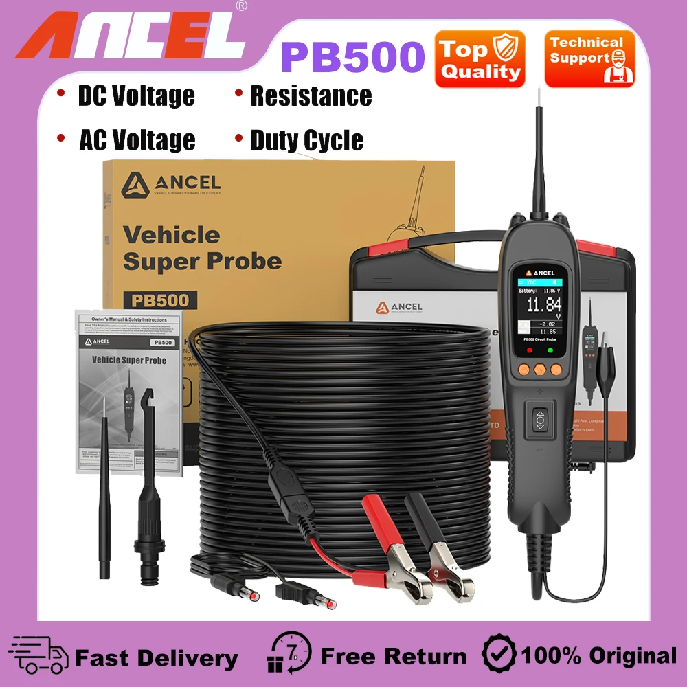 

ANCEL PB500 Car Diagnostic Tool Circuit Tester 12V 24V Voltage Power Auto Power Circuit Probe Kit Electrical System Analyser