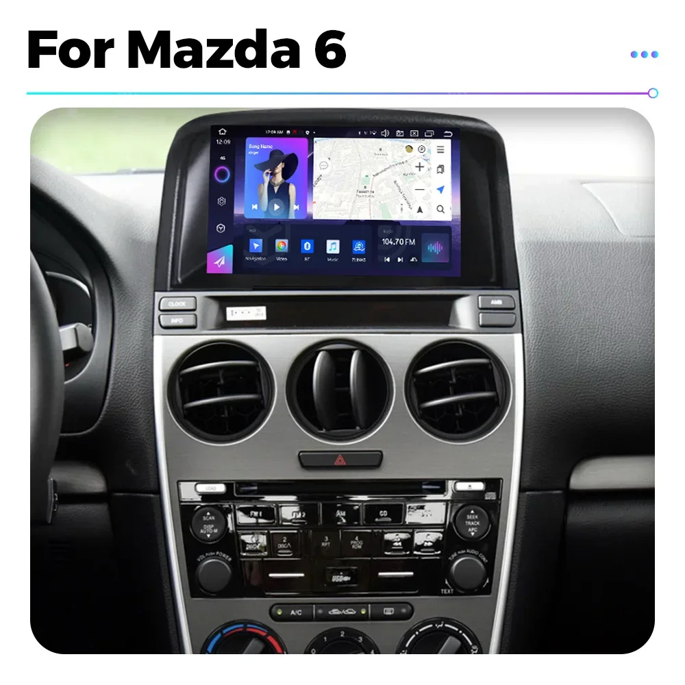 Android13 For Mazda 6 Car Radio Multimedia Vidio Player support Wireless Carplay Android Auto 8 Core 8+256G 4G WIFI BT5.0 GPS