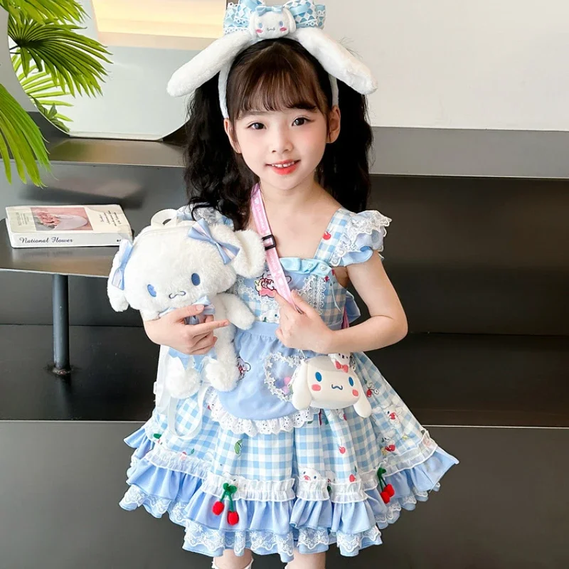 Sanrio Cinnamoroll dziecięca sukienka CosPlay Kuromi niebieska dziewczyna spódnica z paskiem moja melodia sukienka księżniczka sukienka prezenty