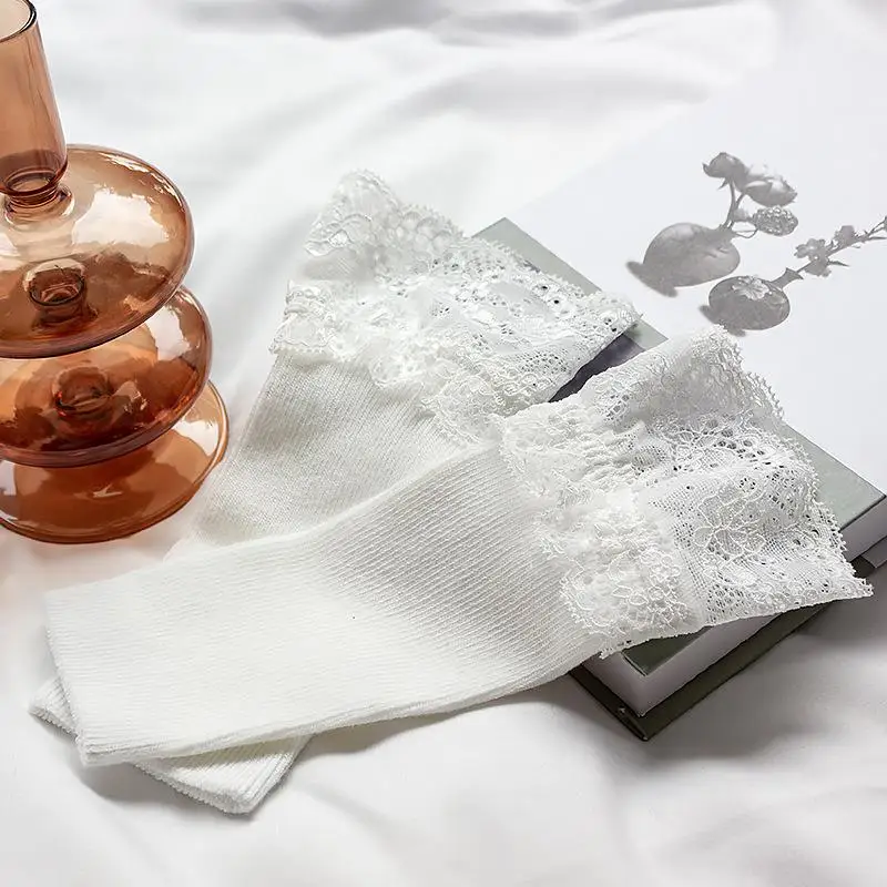 1 زوج انفصال الدانتيل الأصفاد محبوك الدانتيل زهرة متوهج أكمام أذرع تبريد الدافئة الصوفية Ruched كاذبة الأصفاد سترة بلوزة تدفئة المعصم #1