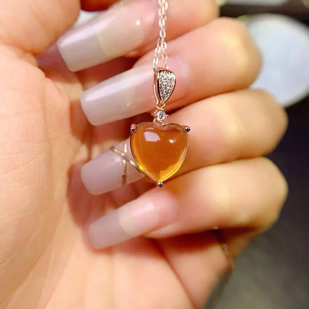 KJJEAXCMY New Natural Women's Yellow Crystal Pendant 925 silver inlay Colorful and splendid Crystal pure fire flash explosion