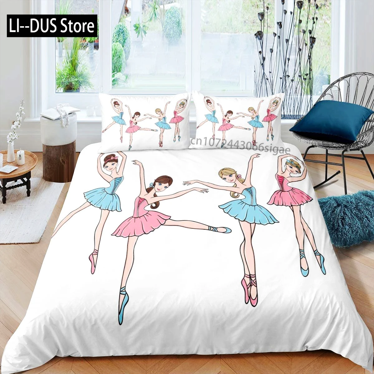 راقصة الباليه حاف مجموعة غطاء الكرتون راقصة جرلي طقم سرير الجمال الباليه غطاء لحاف التوأم الملكة الملك ستوكات المفارش
