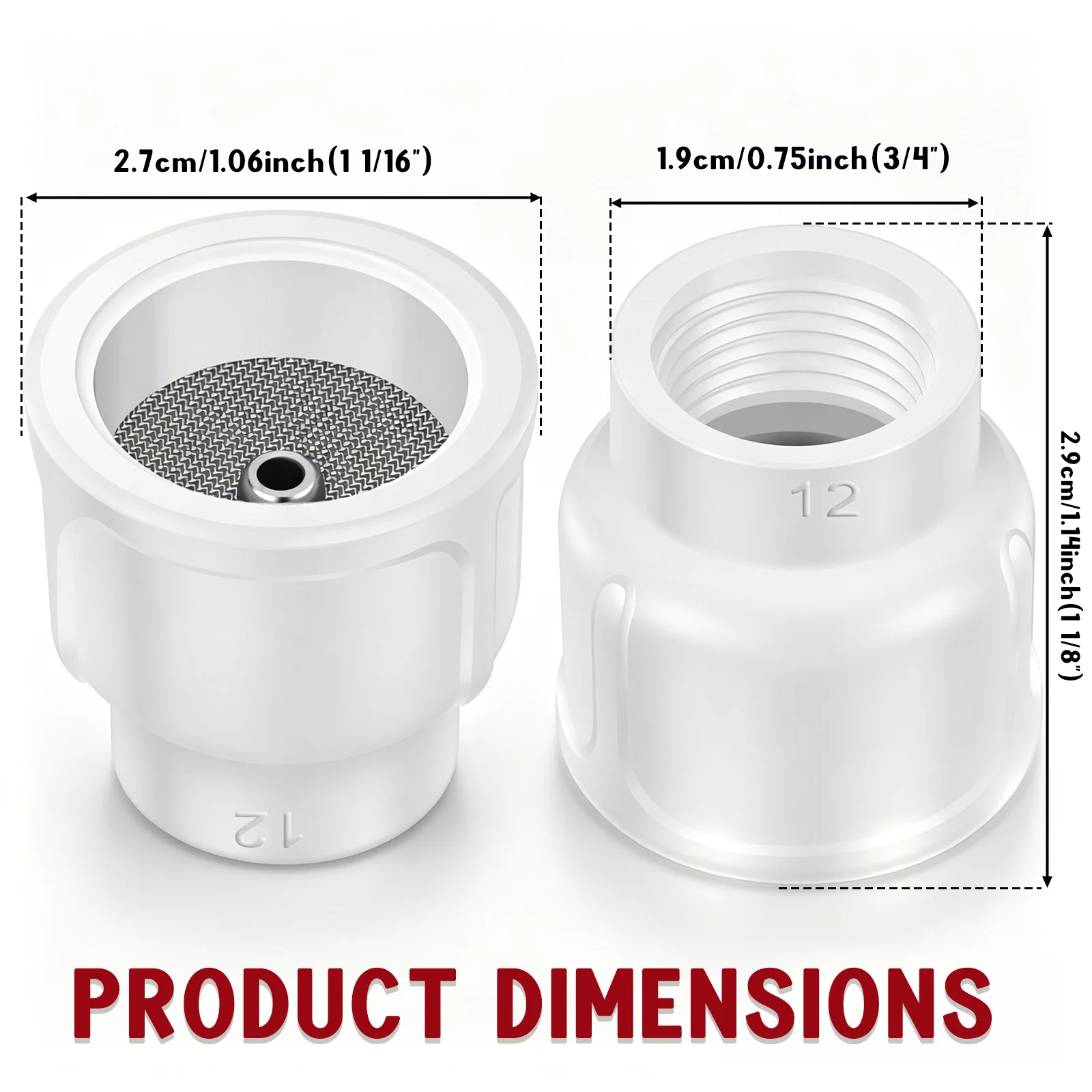 2Pcs #12 Ceramic TIG Welding Cups with Gas Lens Mesh Screen Nozzle Kit for WP 9 17 18 20 26 TIG Torch Welding Consumables Parts