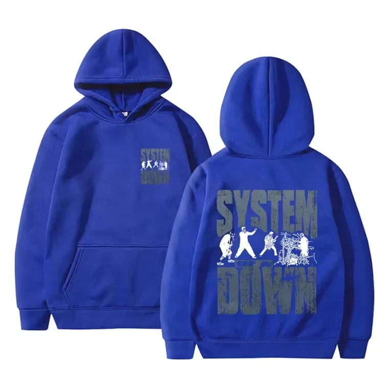Rock Band System Down Print Hoodie Unisex Keep Warm Pullover Sweatshirt Metal Music Style Men Women Optional Hooded Top