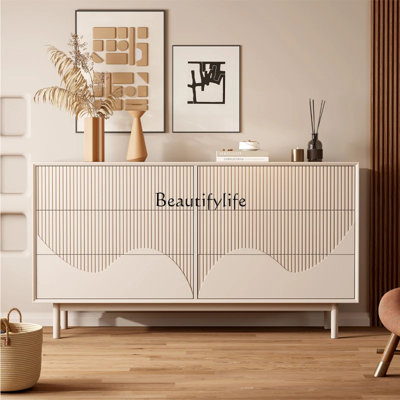 

Wabi Sandy Wind Solid Wood Nordic Cream Wind Five or Six Bucket Cabinet Storage Storage Porch Bucket Cabinet