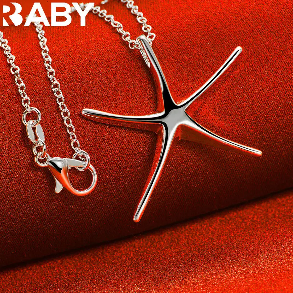 URBABY 40-75cm 925 Sterling Silver Star Pendant Necklace For Women Men Creativity Gifts Street All-match Party And Daily Wear
