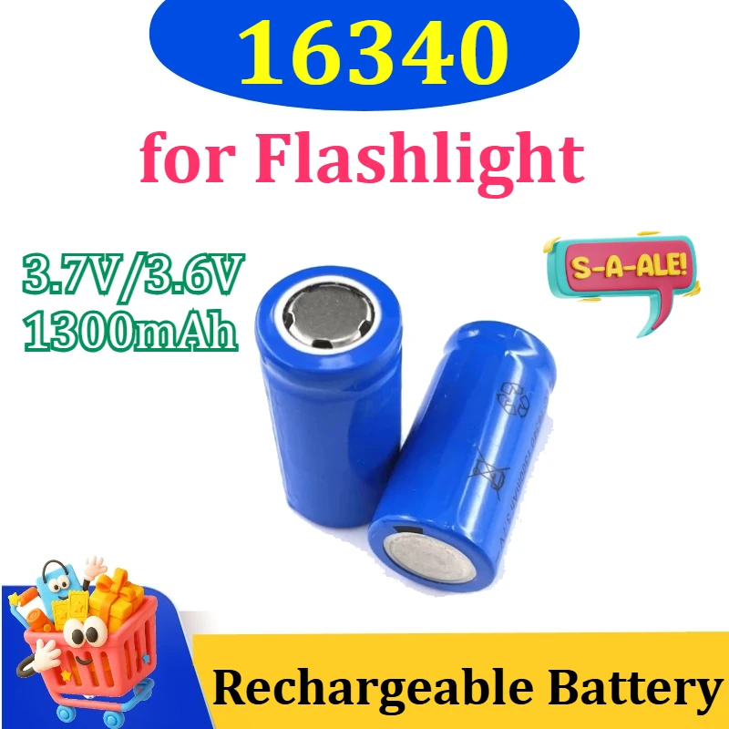 

Зарядное устройство 16340 для фонарика, аккумулятор 3.7В/3.6В 1300мАч с USB-зарядкой