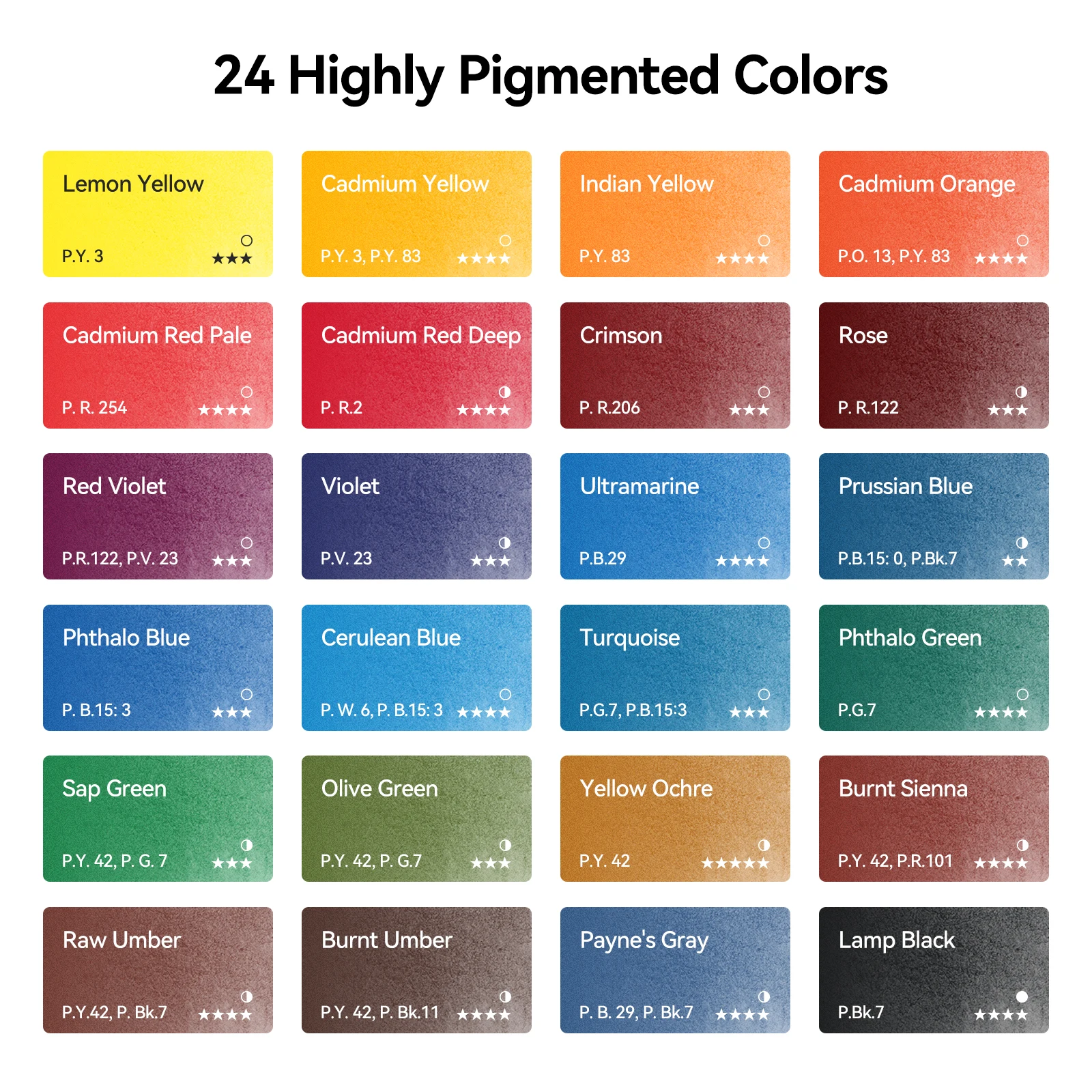Arrtx Watercolor Paint Set, 24 Full Pans with Vibrant Colors - Non-Toxic, Lightfast，for Sketching, Illustration & Travel Use