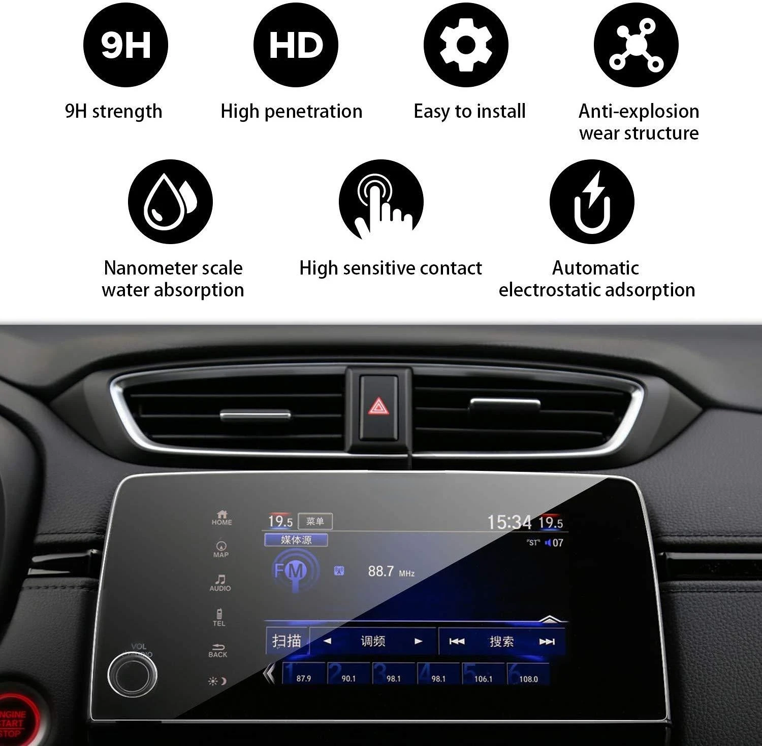 For Honda CR-V CRV 2021 Tempered Glass Car Navigation Screen Protector Touch Display Screen Film