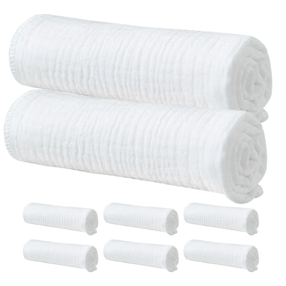 

8pcs Cotton Gauze Diapers White 43x45cm Washable Reusable Baby Burp Clothes Toddler Muslin Cloth Infant Pee Training Diapers