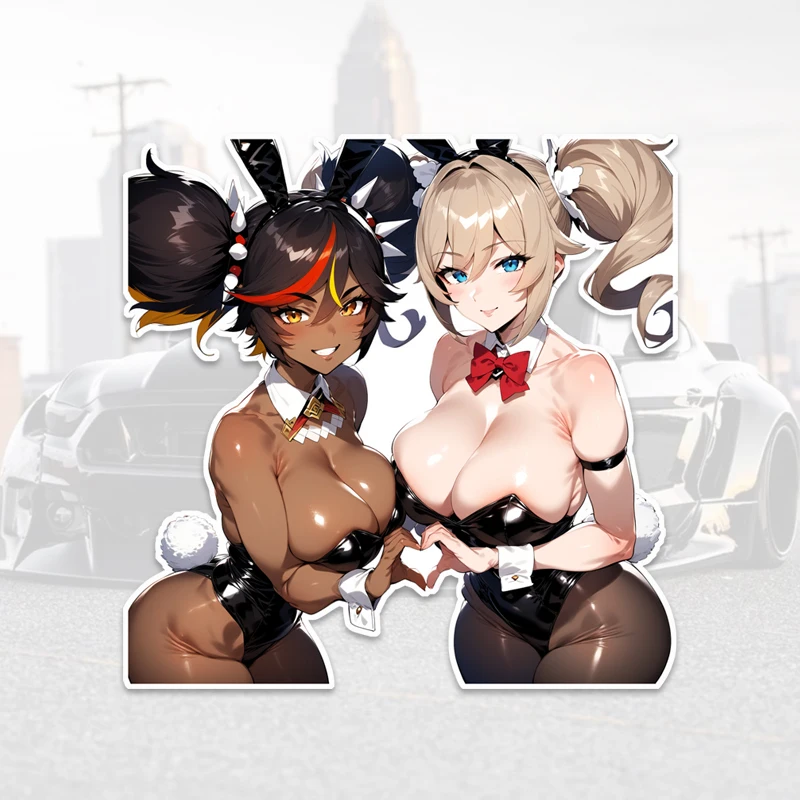 

Two Girls Car Stickers Cartoon Sunscreen Decals Caravan Motorcycle Bumper Windows Vinyl Car Accessories Camper Decoration