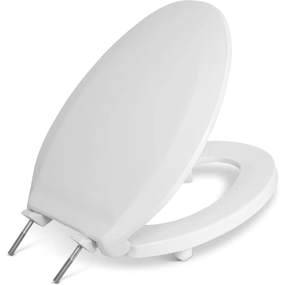 

2 inch Raised Toilet Seat or Seni, Elongated, Closed ront with Cover, Plastic, Made in the USA, HL800STS-001, White