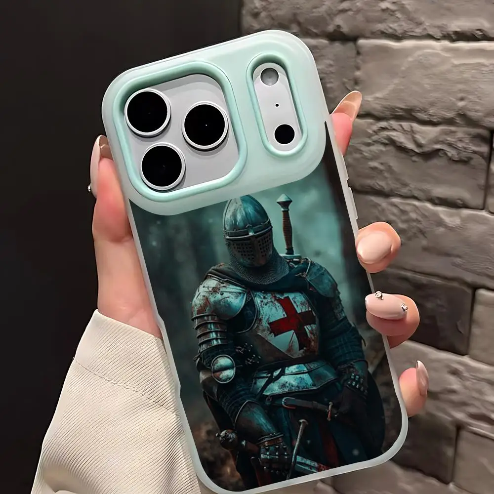 

Pattern K-Knights Templar Crusades Phone Case Dual-Layer Shockproof Phone Case for iPhone17promax 16 Soft TPU Inner PC Back